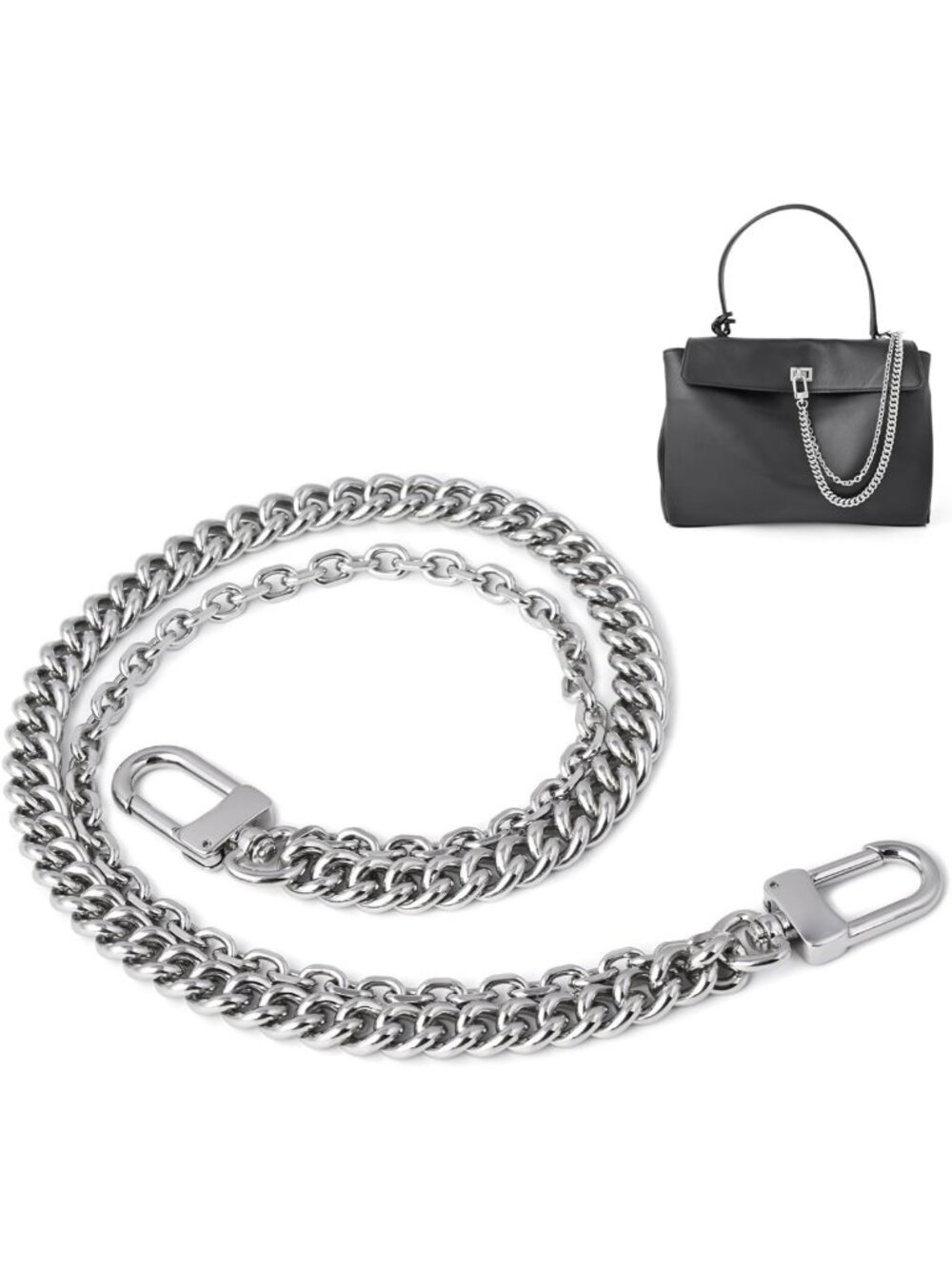 Versatile Silver Chain Purse Strap for Handbag, Wallet, or Shoulder Bag